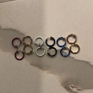 No piercing needed earrings. New. 6 pairs.